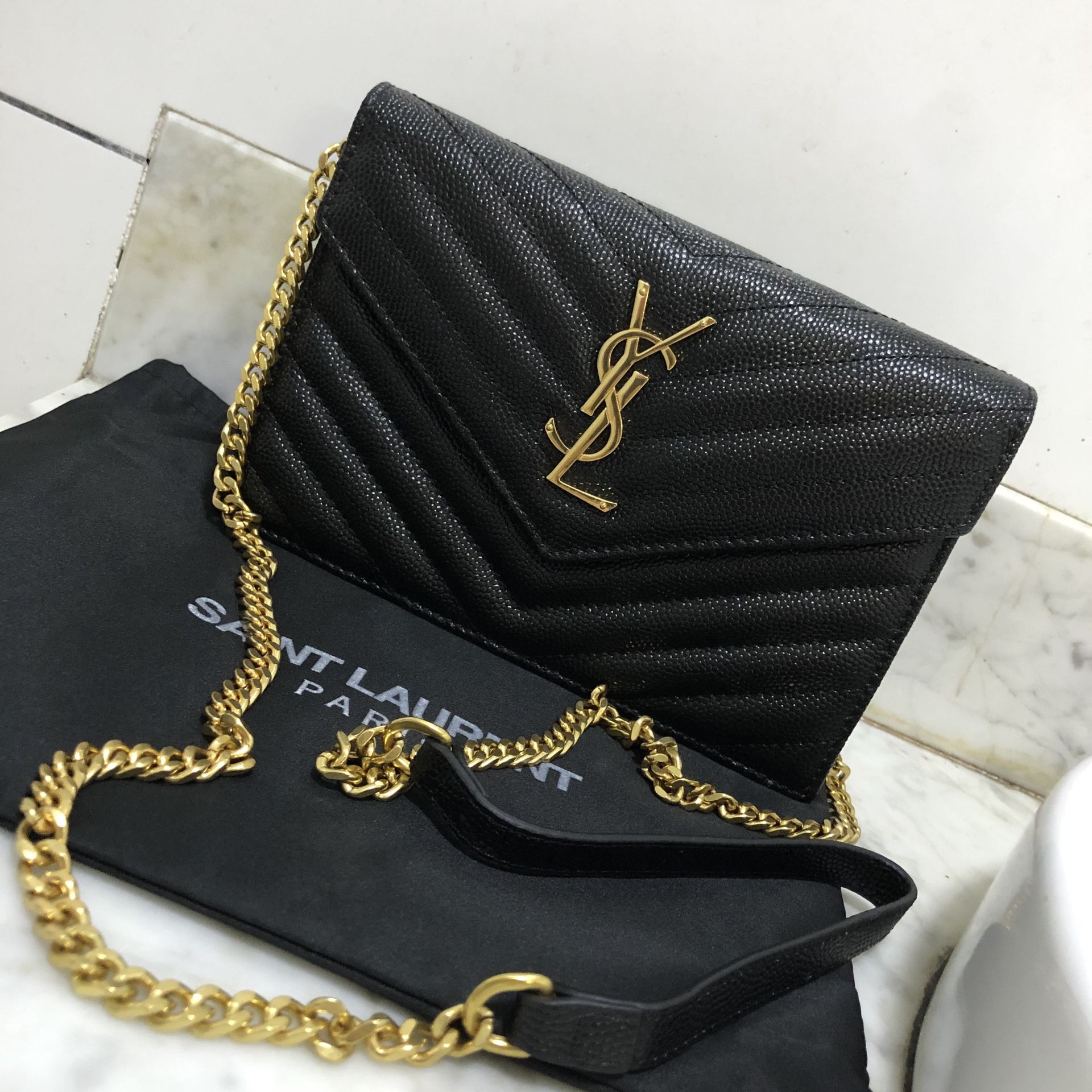 Yves Saint Laurent Black Caviar Leather Shoulder Bag for Sale in San