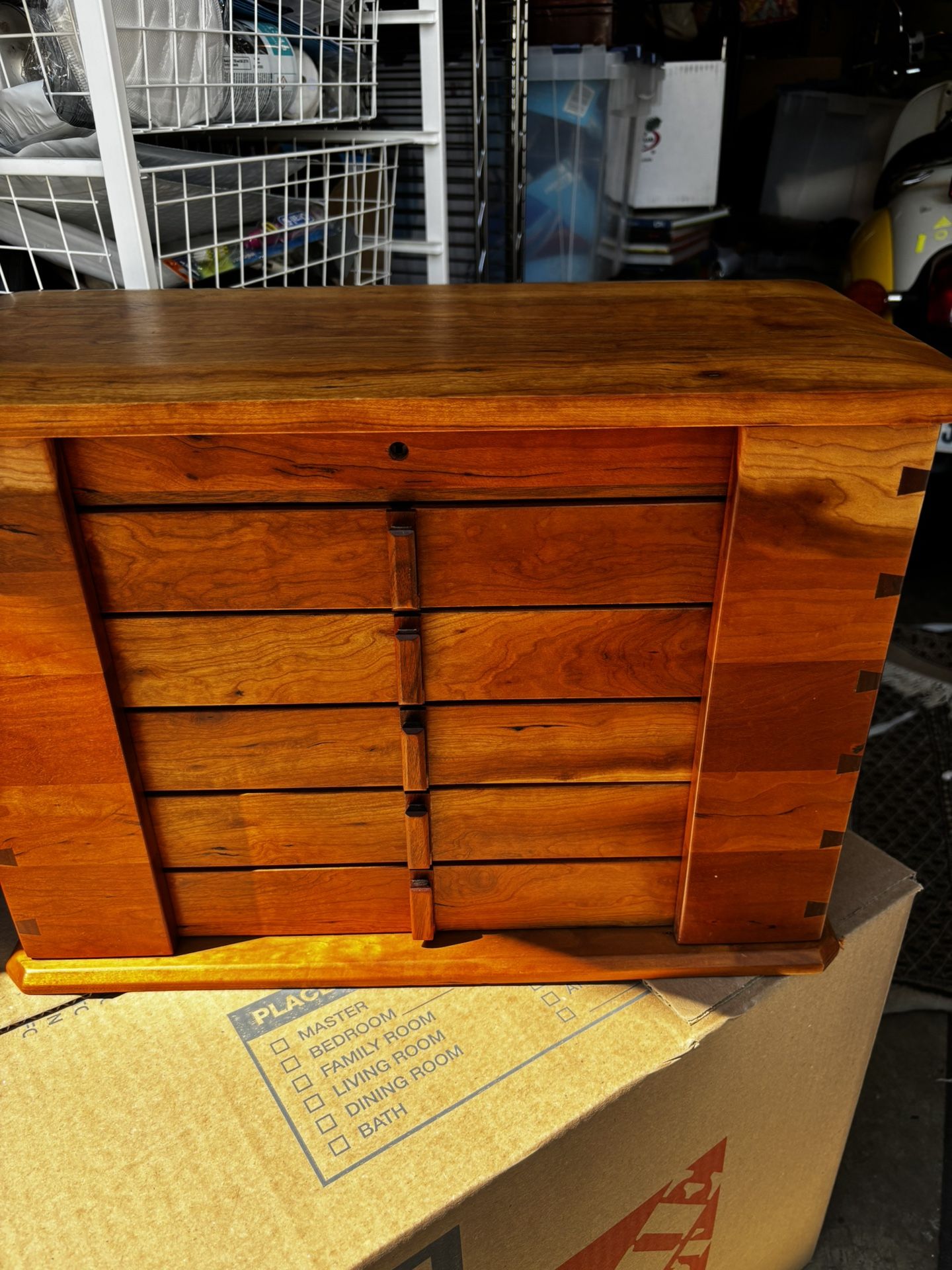 Handmade Inlay,  Beautiful Wood Jewelry Box Signed