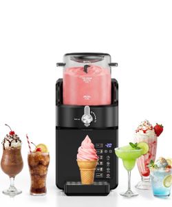 2-in-1 Slushie Machine & Soft Serve Ice Cream Maker with 6 Presets 15-Min Fast Slush Rapid Chill, No Ice Needed, 12H Timer, Frozen Drink Maker for Mil