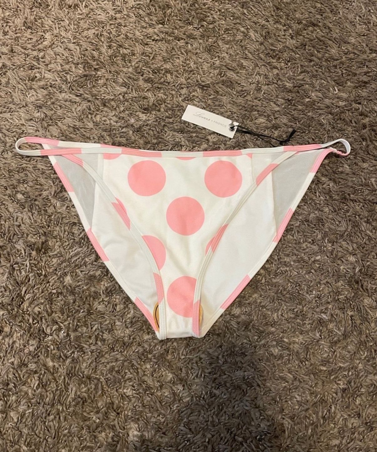 Lovers + Friends Hillside Bottom in Pink Polka Dot swimsuit bottom sz X-Large