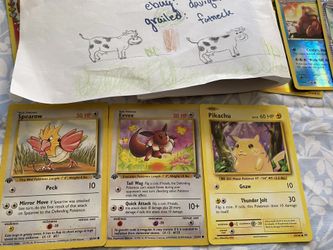 Pokémon Cards Pikachu Eevee and Sparrow