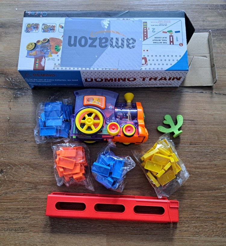 Kids Toys Domino Train with Steam Lights and Sounds