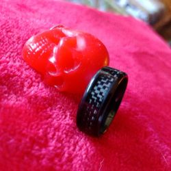 8mm Men's Black Beveled Wedding Ring