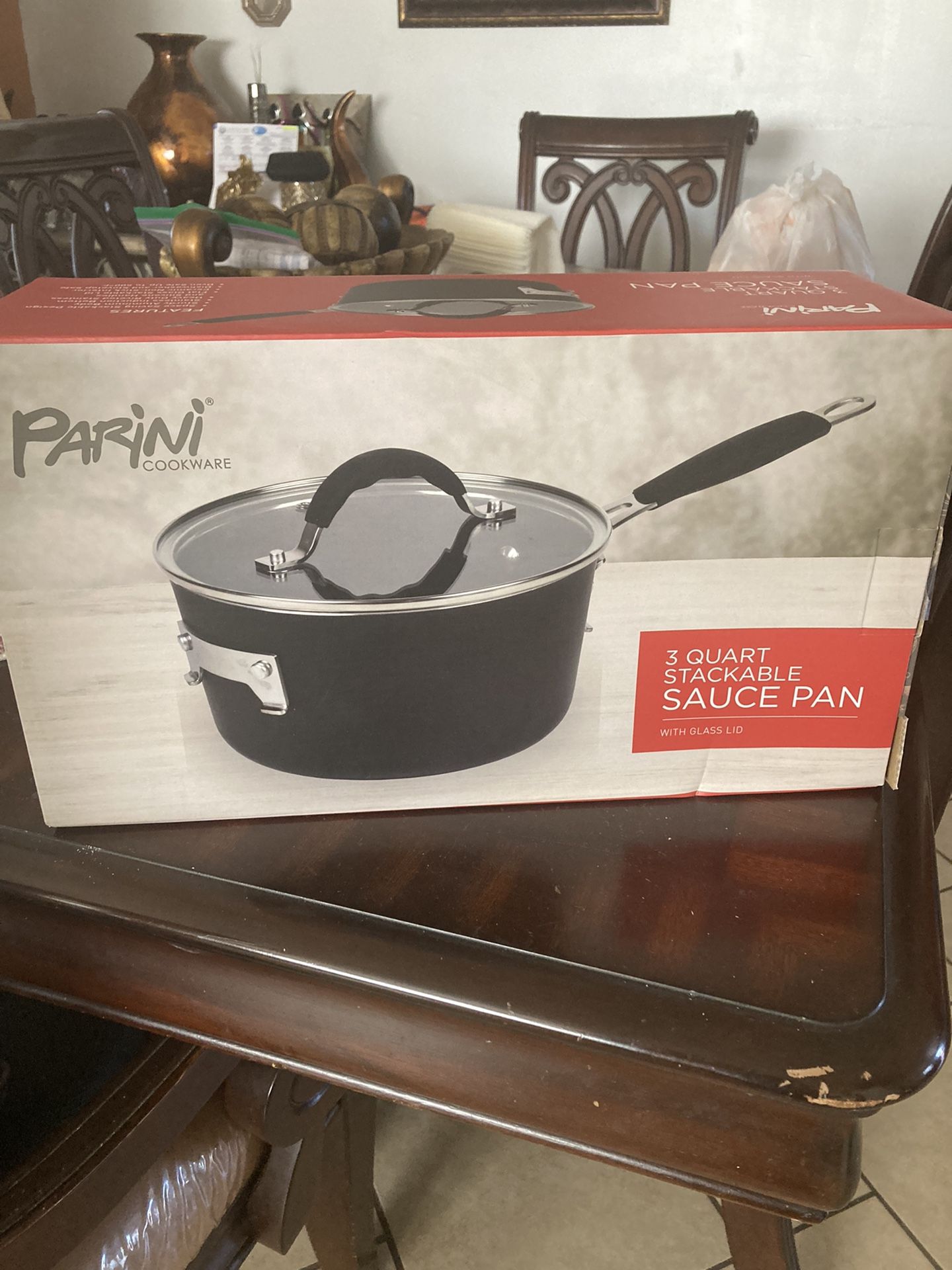 PARINI COOKWARE 3 QUART STACKABLE SAUCE PAN WITH GLASS LID NEW for Sale ...