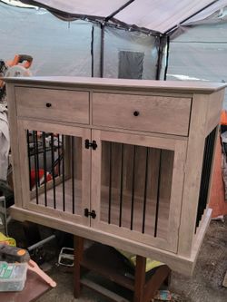 Wooden Dog Crate Furniture with Drawers