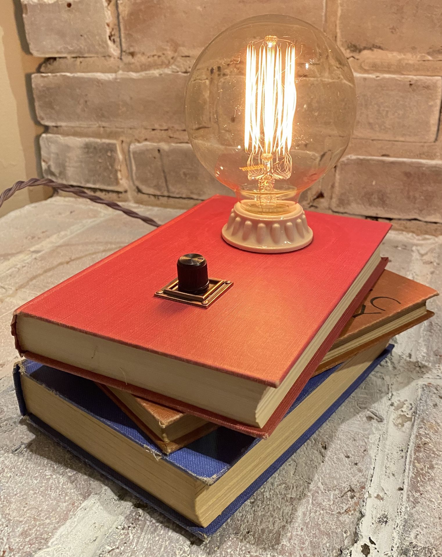 Book Retro Table Lamp Vintage Steampunk Handmade Home decor Night Light with Edison looking bulb