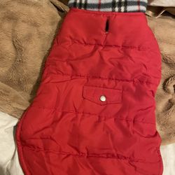 Red Quilted Dog Jacket size medium Must Pick Up Today 