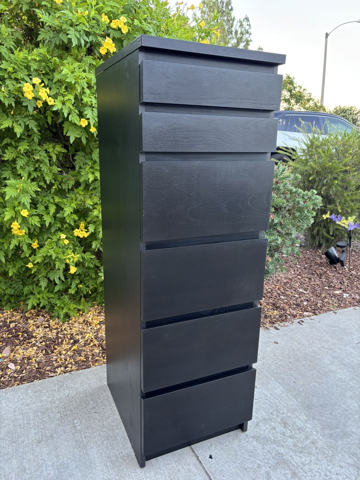 Black Modern 6 Drawer Dresser Chest of Drawers Vanity Furniture Great Condition 