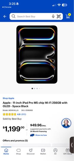 Brand New - iPad Pro 11” M5 256GB WiFi + Cellular Verizon