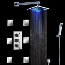 Luxury Bathroom Shower Set with Luxury 12" Water Power LED Shower Head (