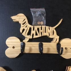 Wood Handmade Dachshund Leash Holder