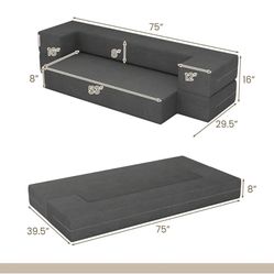 2 Sofa Bed Folding Floor Couch Memory Foam