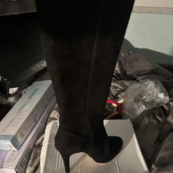INC BLACK SEXY SUED TALL ZIP UP BOOTS 