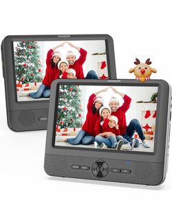 FANGOR 7.5 Inch Dual Car DVD Player, Portable Headrest Video Player For Car With 5 Hours Rechargeable Battery, Last Memory, AV Out/In, Support USB/SD/
