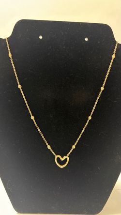 Gold-Tone Heart Pendant Chain Necklace