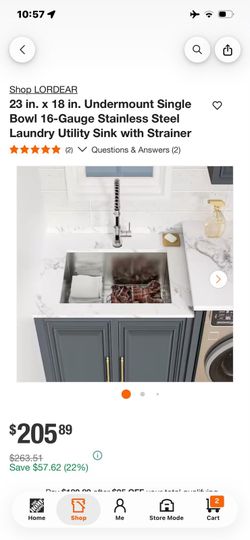 Lordear 23x18 Undermount Stainless Steel Laundry Utility Sink