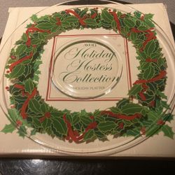 AVON Vintage Holiday Plate &Candle Holders