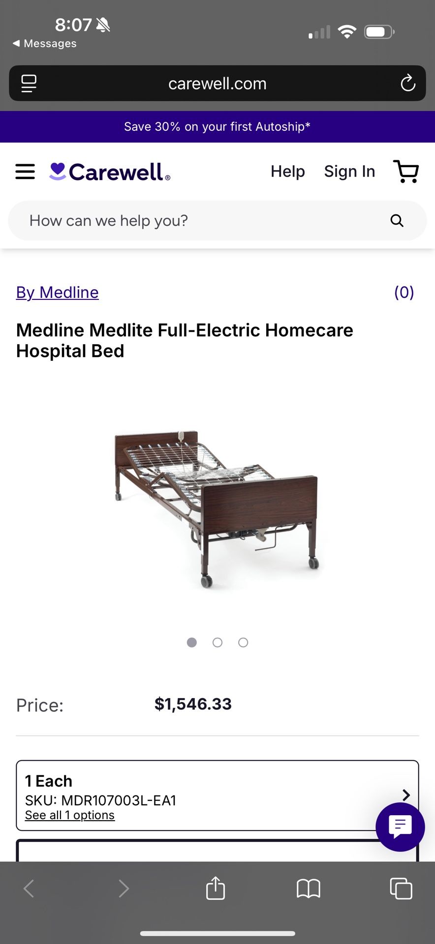 Medline Home Care Basic Bed