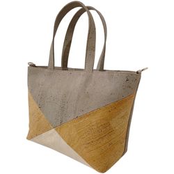 Unique Tricolor Tote & Crossbody Bag, Cork Leather