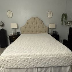 Queen Bed Includes headboard, Frame, Mattress And Dust Ruffle