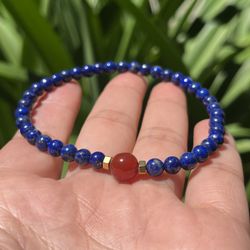 6mm Stretchable Lapis Lazuli Carnelian Bracelet