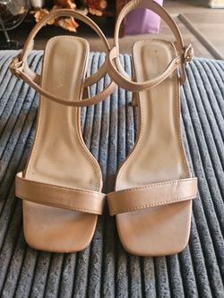 Topshop Nude Strappy Block Heel Sandals