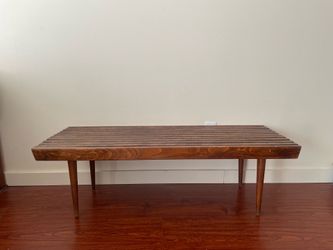 Mid Century Modern Walnut Slat Bench Coffee Table