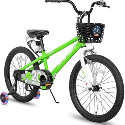 20 Inch Kids Bike with Light Up Training Wheels, Kids' Bicycle for Boys Girls Age 7-12 Years, Children Bikes,