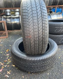 275/50/22 Bridgestone 90% tread pair of 2 used matching tires in great condition  125$ each tire plus tax .   Mount available but not included. City t