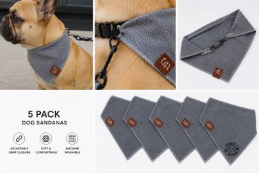5 Dog Bandanas – New – Soft Gray Pet Collar Bandanas