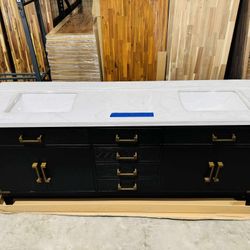 80” Beautiful Bathroom Vanity in Black, double sink soft close solid wood $1,049 