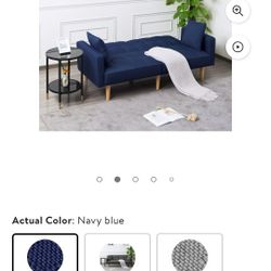 BSHTI 71.3 inch Futon Sofa Bed, Modern Convertible Sleeper Couch with 2 Pillows for Livingroom(Navy Blue)