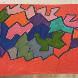 Crazy Zig-zag Shapes Abstract Painting New