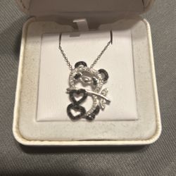 Panda Heart Necklace Sterling Silver