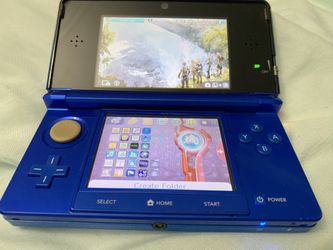 Nintendo 3ds Colbalt Blue Mod With 64 Gb SD With Charger And Stylus