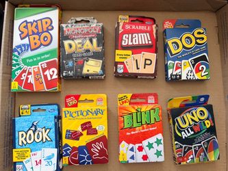 Family Card Game Bundle - UNO, Skip-Bo, DOS, Rook & More