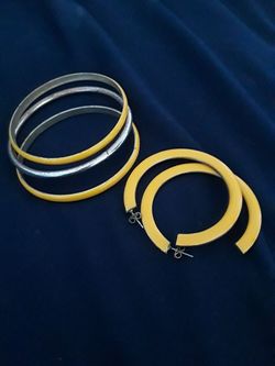 Yellow and silver bangles