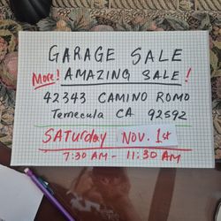 More Amazing GARAGE SALE! Nov 1, Sat 7.30 AM