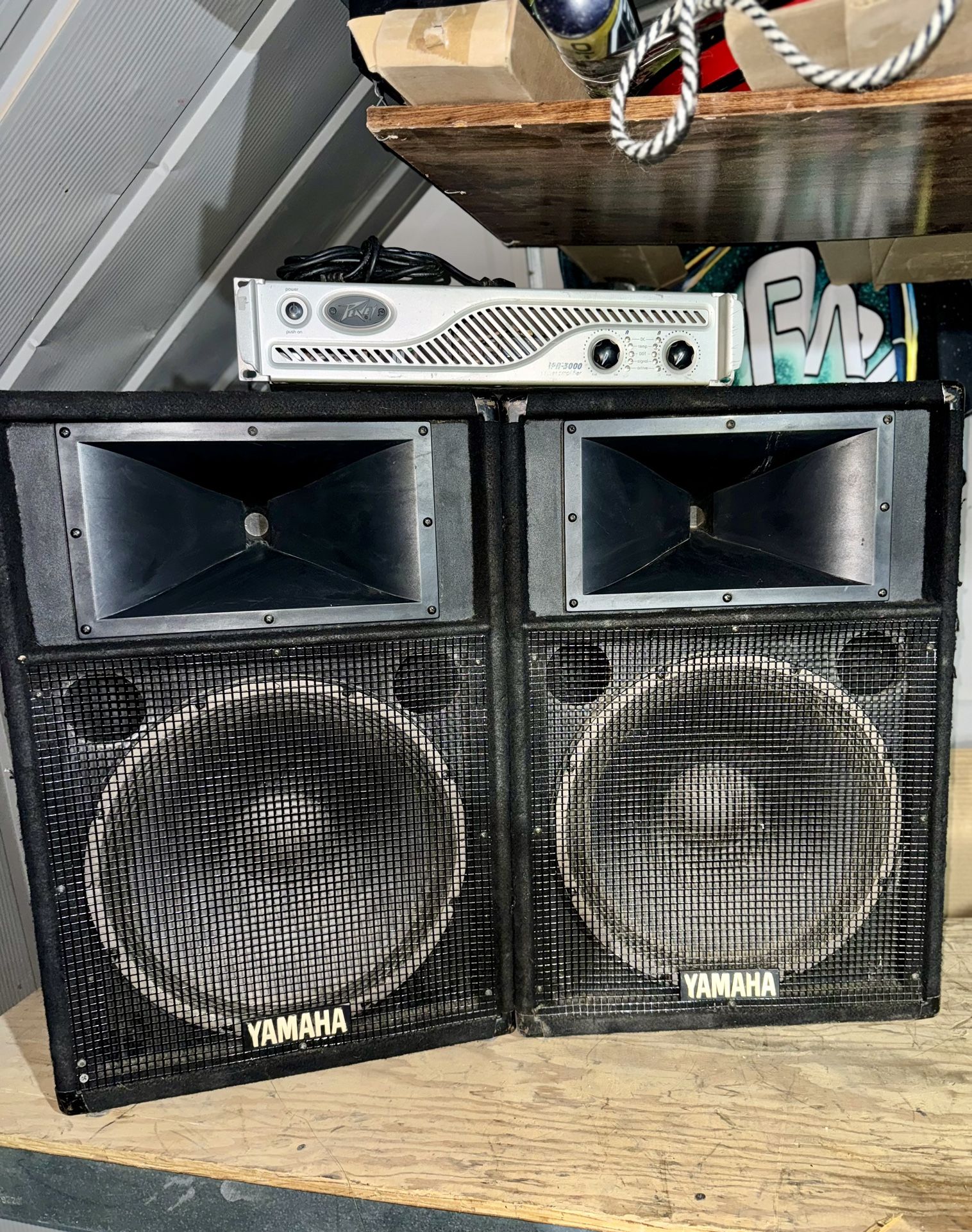 Yamaha 15” PA speakers & Amp
