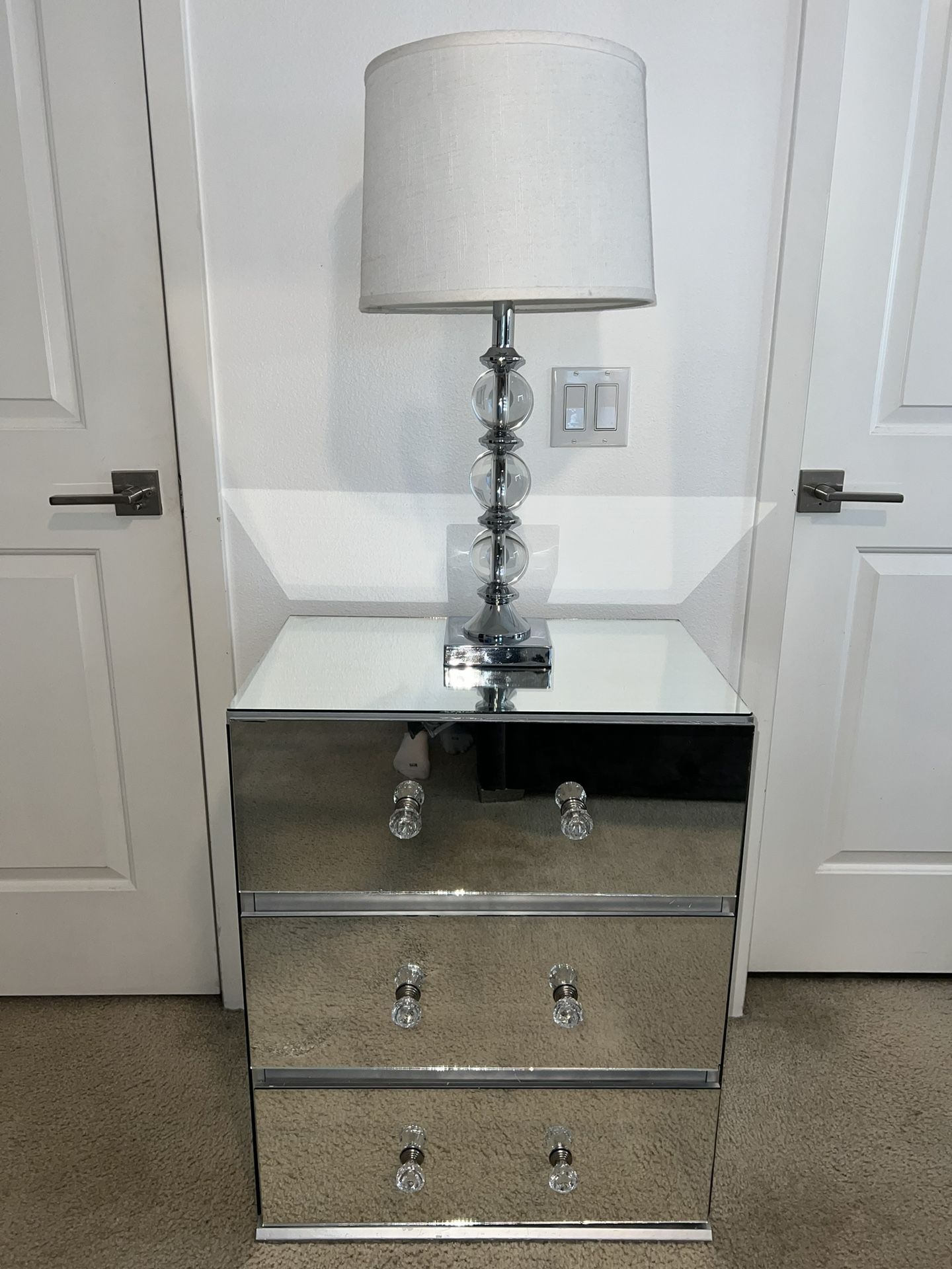 Mirrored 3 Drawer Nightstands