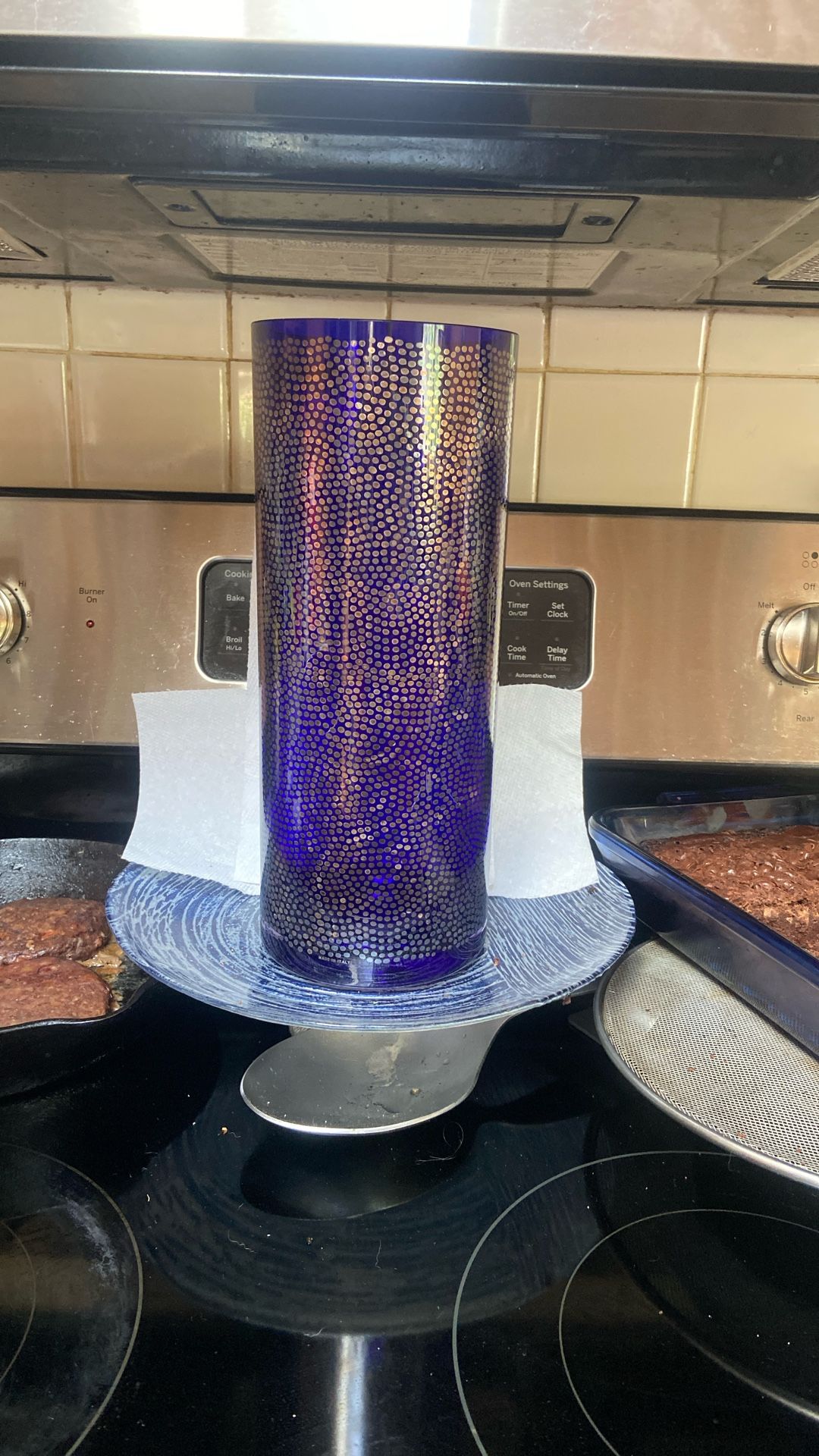 Vases, Cobalt Blue Vase, 12 Inch Tall Cobalt Blue