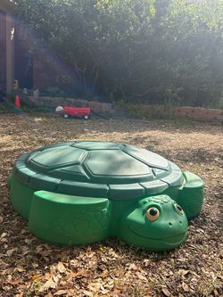Green Turtle Plastic Kids Sandbox