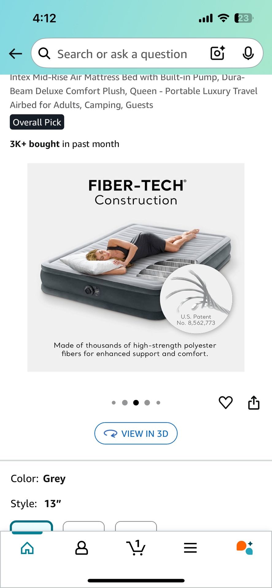 Queen Size Intex Mid-Rise Air Mattress Bed with Built-in Pump