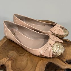 Vince Camuto Coral Rose/Golden Nappa/LRG Glitter Wmns Size 7 1/2 B Flats