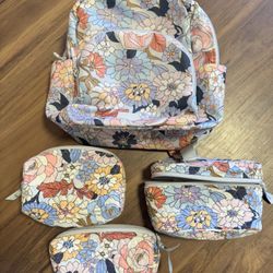 Vera Bradley Washable Backpack And Cosmetic Travel Set In Aloha Bloom
