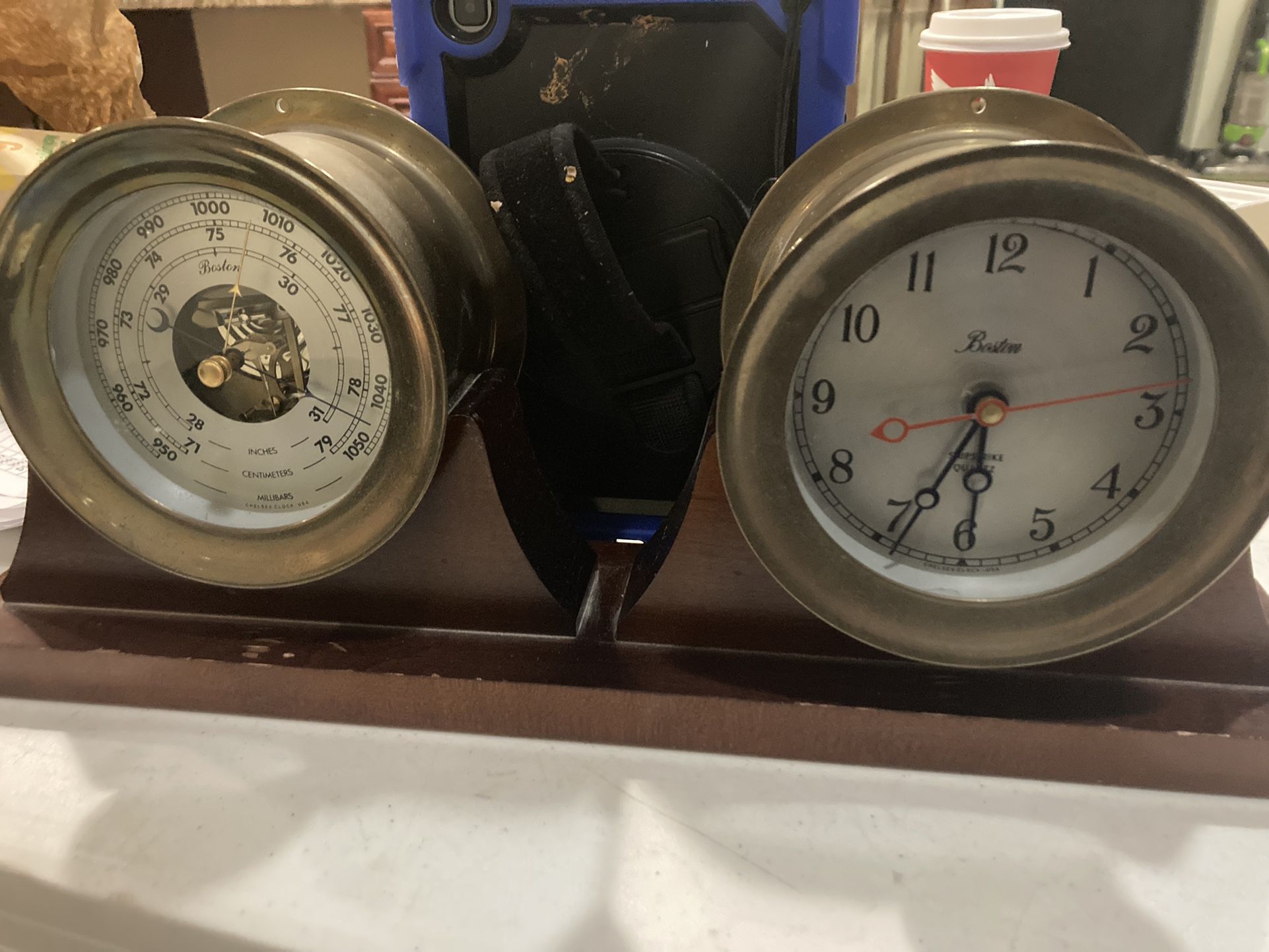 Antique Ship Clock And Barometer