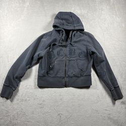 Vintage Bcbg Maxazria Womens XS Fade Black Hoodie Cropped Sweater Fairy Y2K#1312