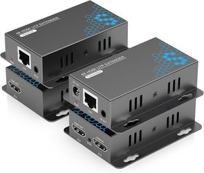 Brand new in box 4K HDMI Extender Over Ethernet CAT5e/CAT6/6a/CAT7 230FT 4K@30Hz Equipped with IR, Loop Out, PoC & EDID for Home Theater, Office, Chur