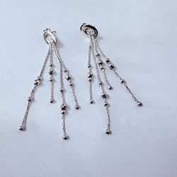 Sterling Silver Beaded Dangle Earrings 