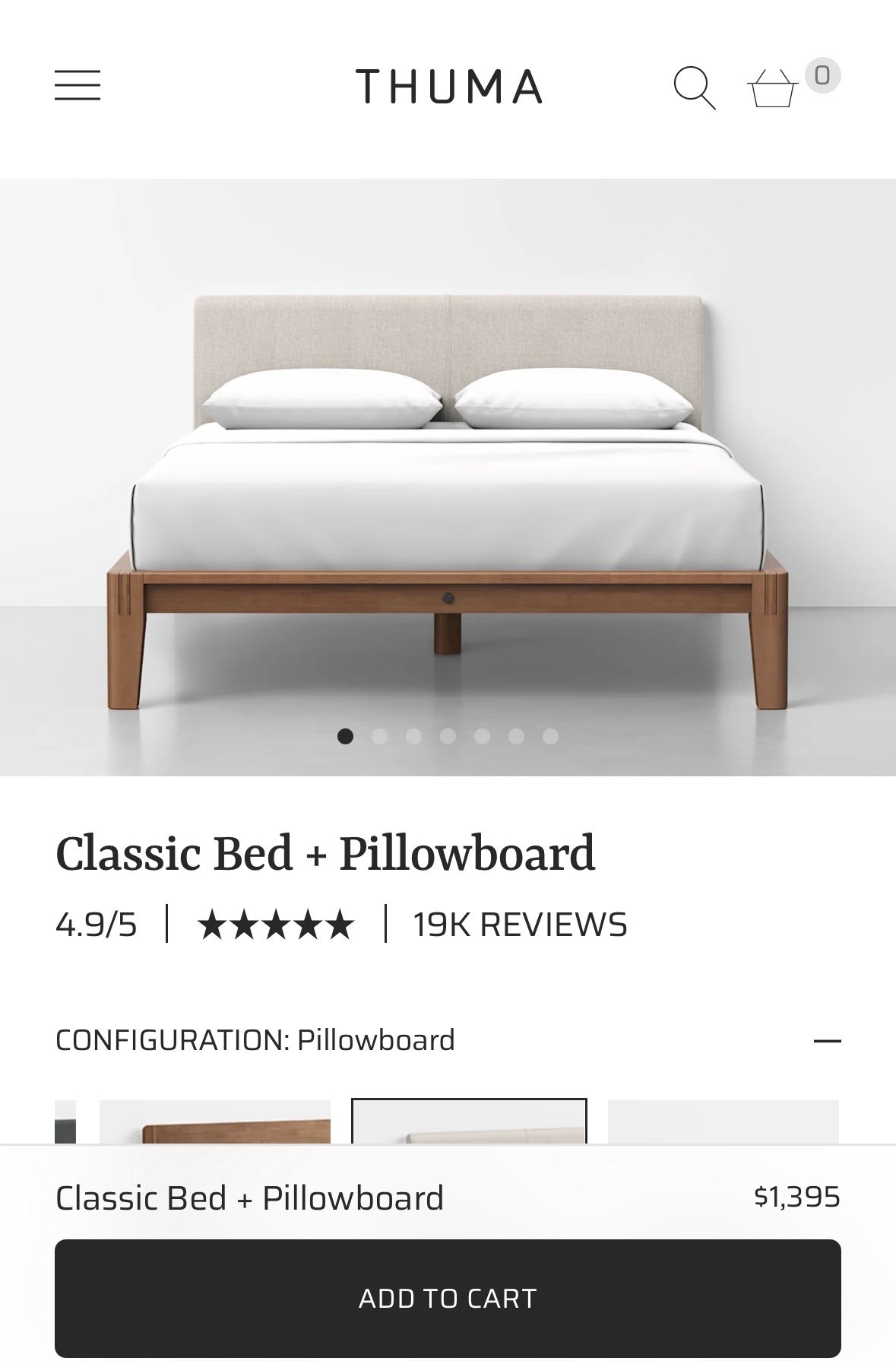 Thuma Queen Bed Frame And Pillow Board + Helix Midnight Mattress – Excellent Condition